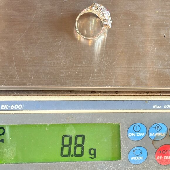 VTG Sterling Silver 925 Citrine Peridot Multi-Stone Statement Ring Size 8.5 - Picture 10 of 10